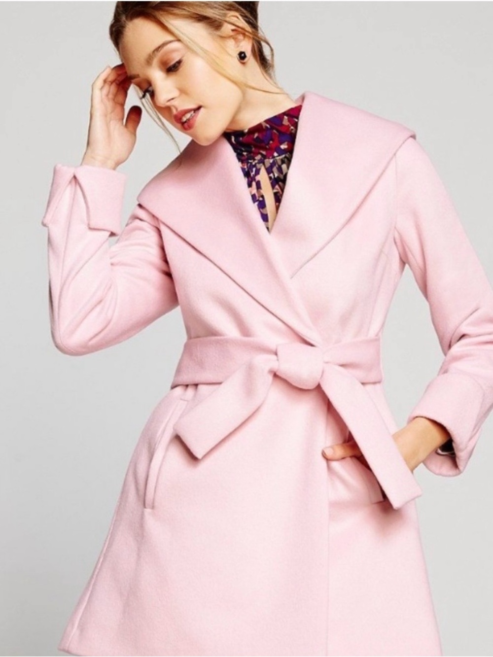 Trina Turk Women’s Wrap Belted Pink Coat